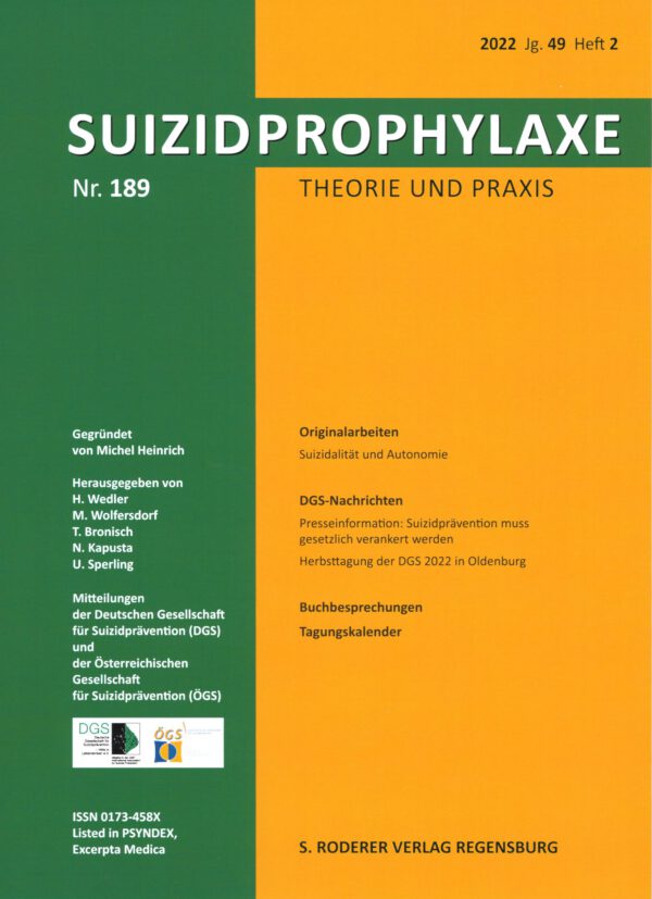 Suizidprophylaxe Theorie und Praxis Heft 189